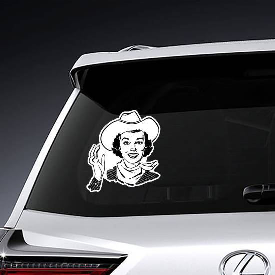 Cowgirl Waving Sticker