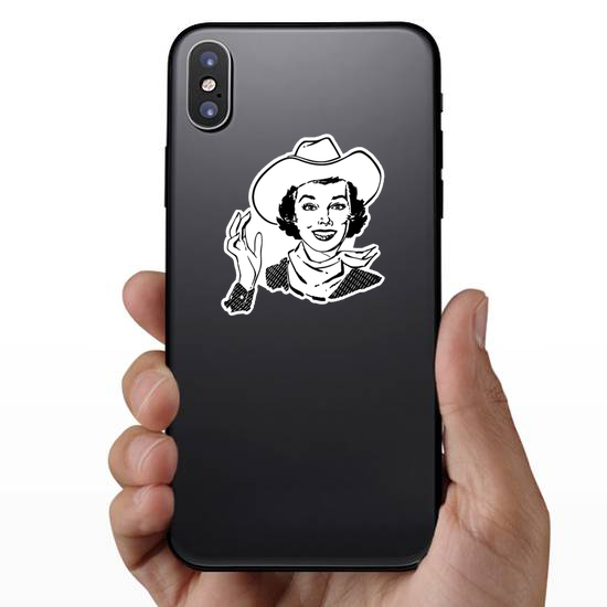 Cowgirl Waving Sticker