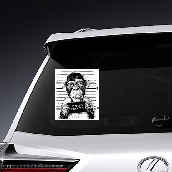 Criminal Monkey Mug Shot Sticker