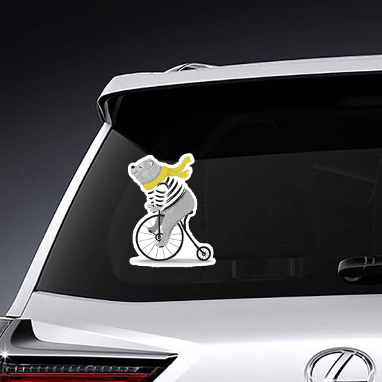 Cute Bear on Bicycle Sticker