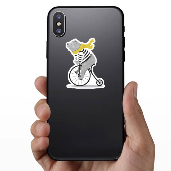Cute Bear on Bicycle Sticker