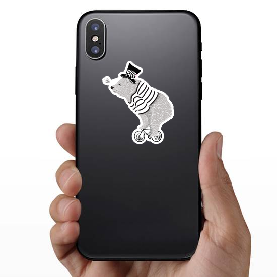 Cute Bear Riding Tiny Bike Sticker