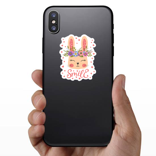 Cute Bunny With Floral Wreath Sticker