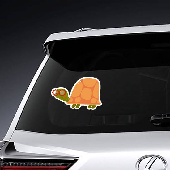 Cute Cartoon Turtle with Glasses Sticker