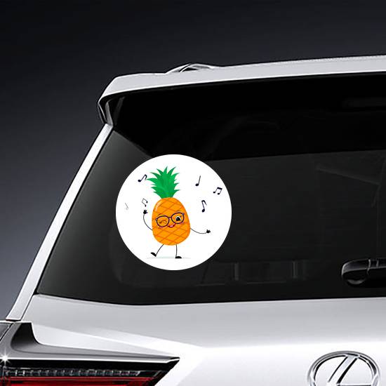 Cute Dancing Pineapple Cartoon In Glasses Sticker
