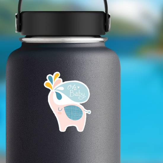 Cute Elephant Oh Baby Sticker