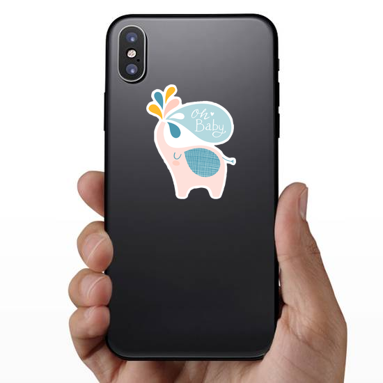 Cute Elephant Oh Baby Sticker
