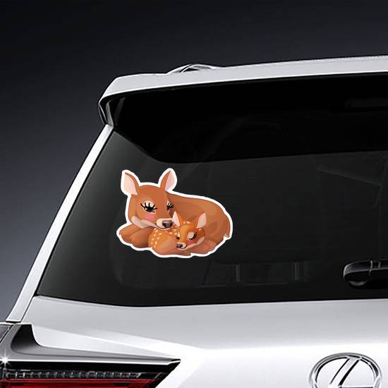 Cute Family Of Red Deer Sticker