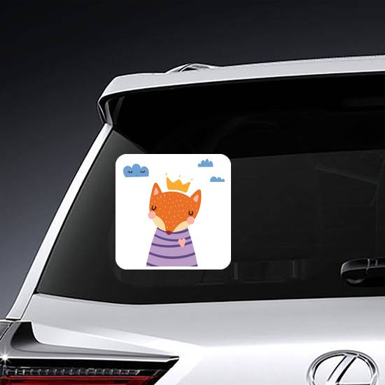 Cute Fox Cartoon in Purple Shirt Sticker