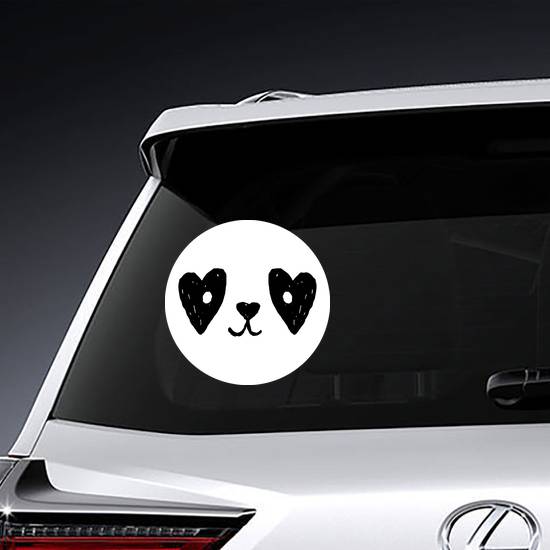 Cute Panda Face With Hearts Sticker