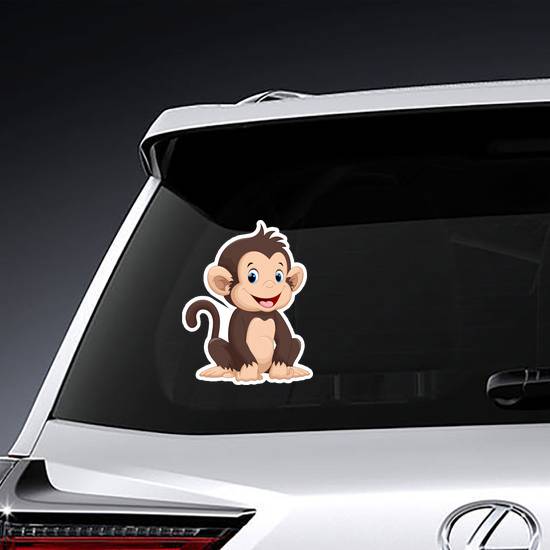 Cute Sitting Monkey Cartoon Sticker