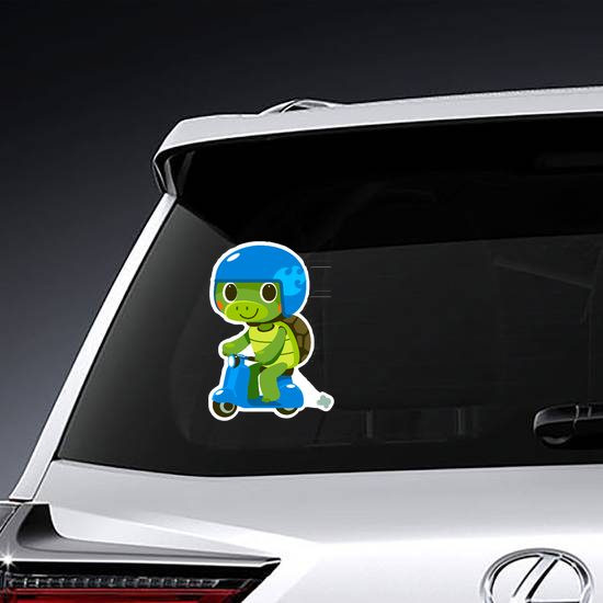 Cute Turtle on Moped Sticker