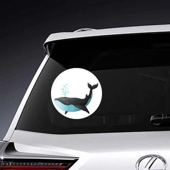 Cute Whale Cartoon Blowing Bubbles Sticker