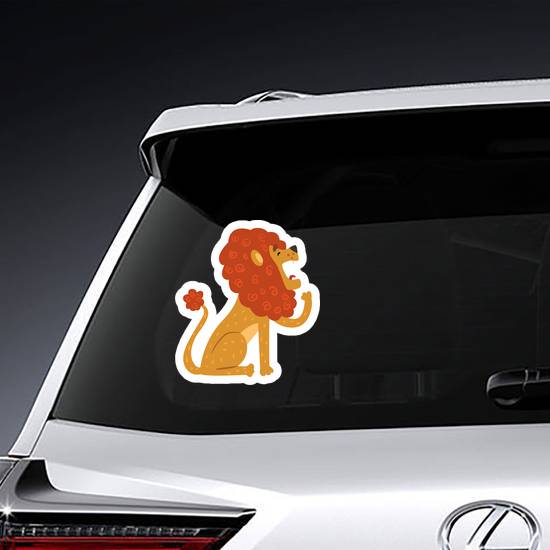 Cute Yawning Cartoon Lion Sticker