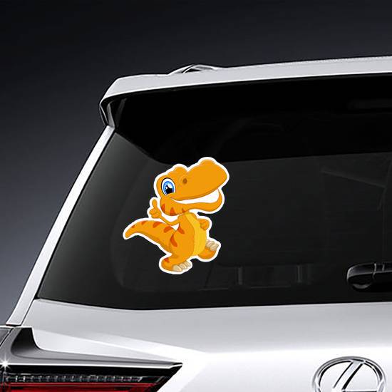 Cute Yellow Dinosaur Cartoon Sticker