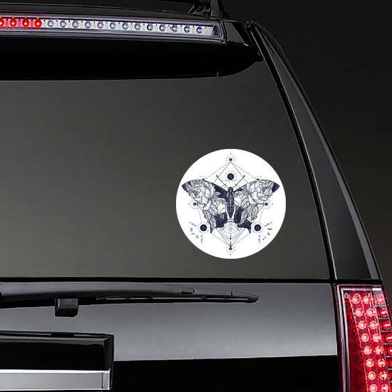 Butterfly Double Exposure Hippie Sticker on a Rear Car Window example