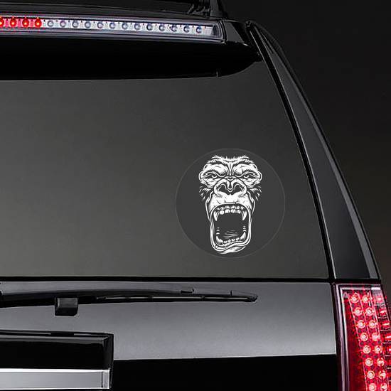 Face Of Gorilla Isolated On Black Sticker