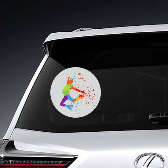 Dancing Boy With Colorful Spots And Splashes Sticker