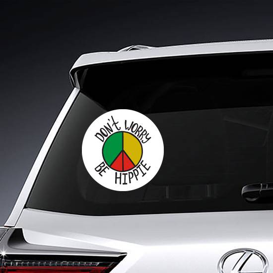Don't Worry, Be Hippie Rasta Circle Sticker