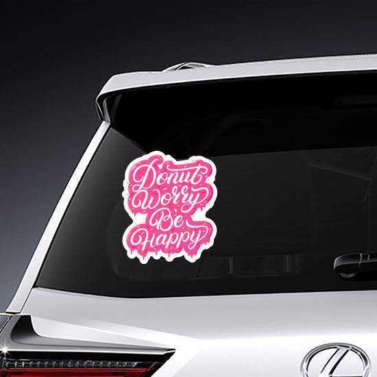 Donut Worry Be Happy Typography Sticker example