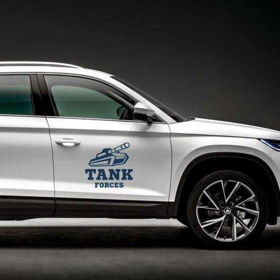 Tank Forces Logo Transfer Sticker on a Car Side example