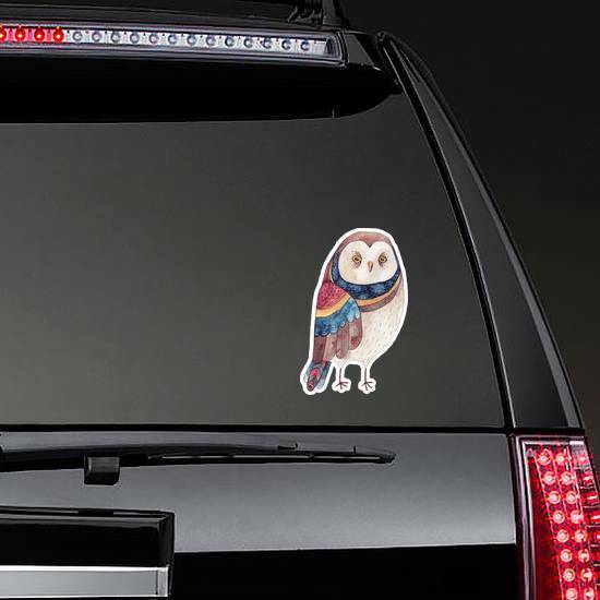 Watercolor Owl Sticker on a Rear Car Window example