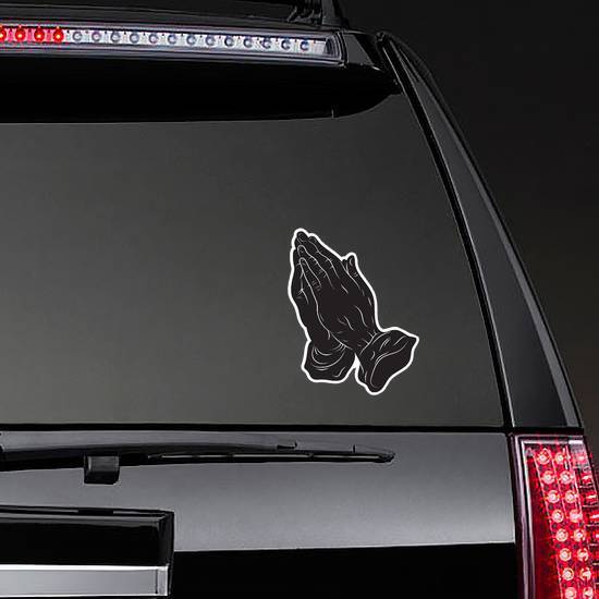 Praying Hands Solid Black Illustration Sticker example