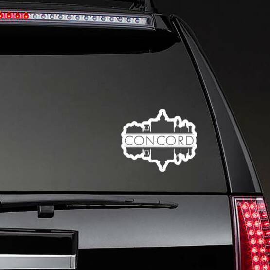 Concord New Hampshire Usa Skyline Sticker on a Rear Car Window example 