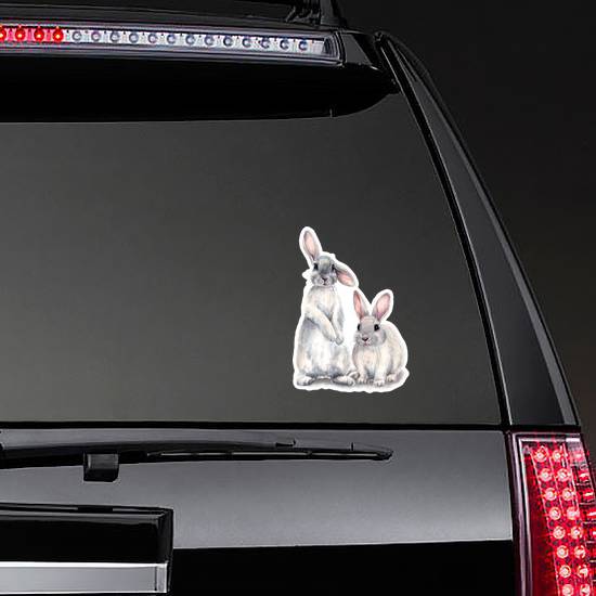 Easter Bunnies Watercolor Illustration Sticker