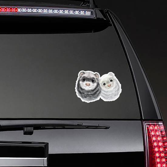 Realistic Portrait Of Couple Of Ferrets Sticker