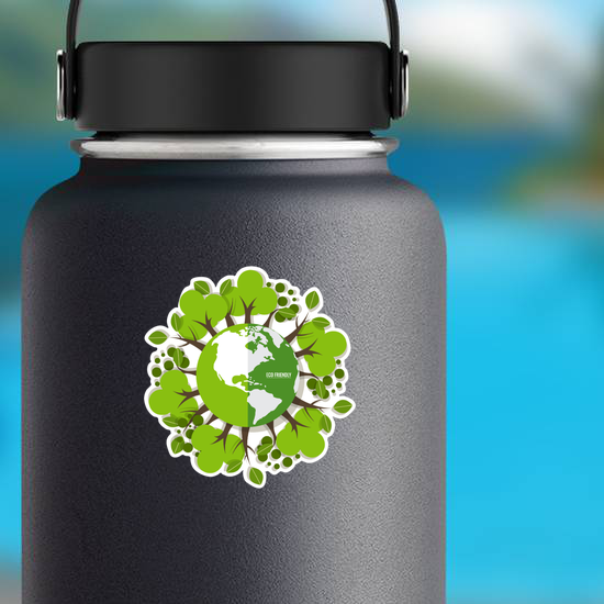 Eco Friendly Earth And Trees Sticker