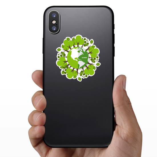 Eco Friendly Earth And Trees Sticker