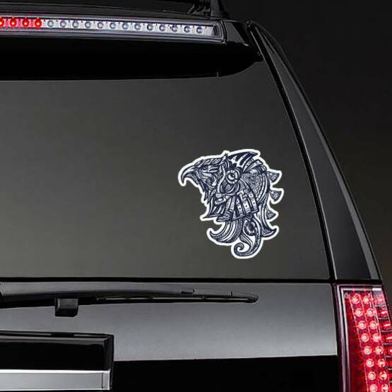 Ancient Egypt Bird Tattoo Sticker on a Rear Car Window example