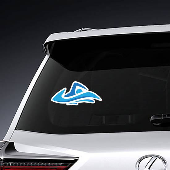 Education Swim Blue Color Logo Design Sticker example