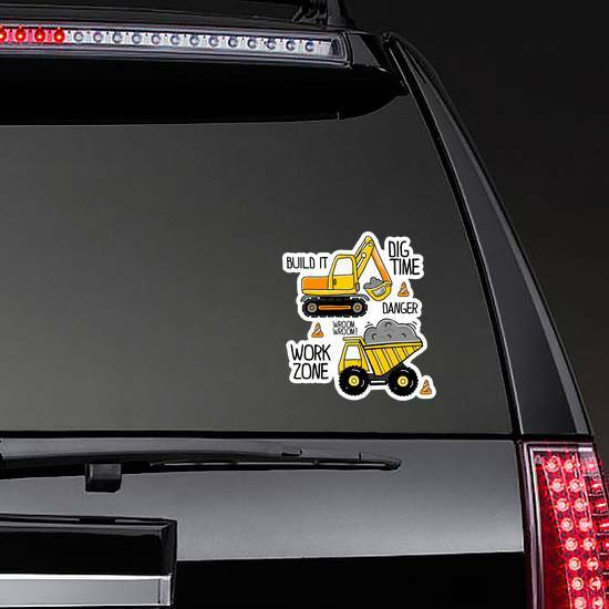 Hand Drawn Construction Machines Tractor Sticker example