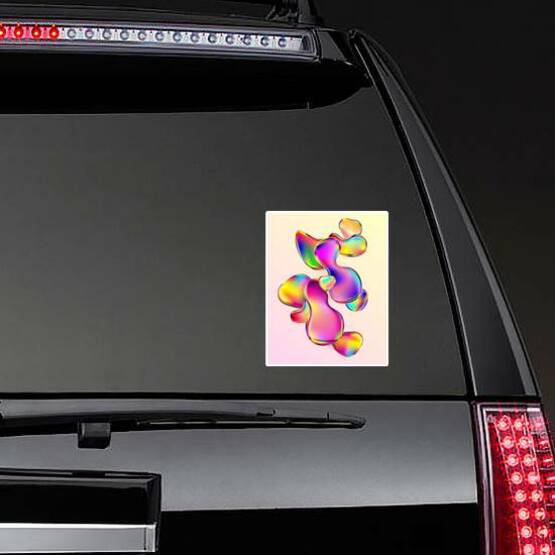 Colorful Iridescent Shapes Sticker on a Rear Car Window example 