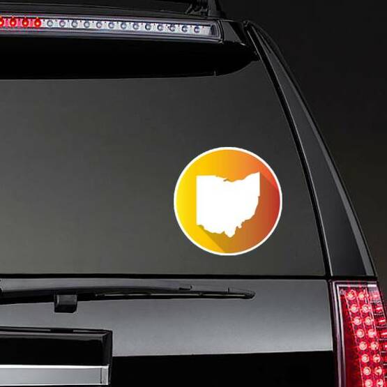 Ohio Gradient Color Banner Sticker on a Rear Car Window example