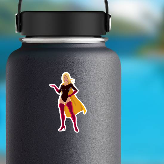 Female Superhero Presenting Sticker