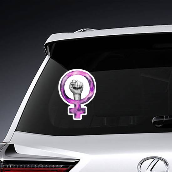 Feminism Watercolor Symbol Icon Hand In Purple Sticker example