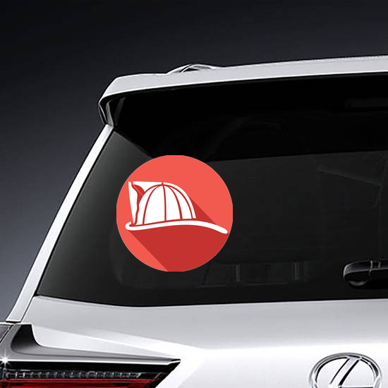 Firefighter Helmet Flat Icon Sticker