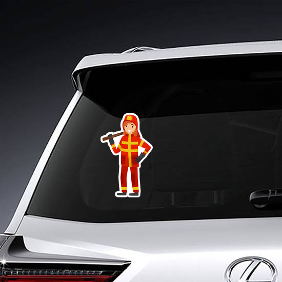 Fireman In Uniform With Axe Sticker