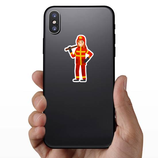 Fireman In Uniform With Axe Sticker