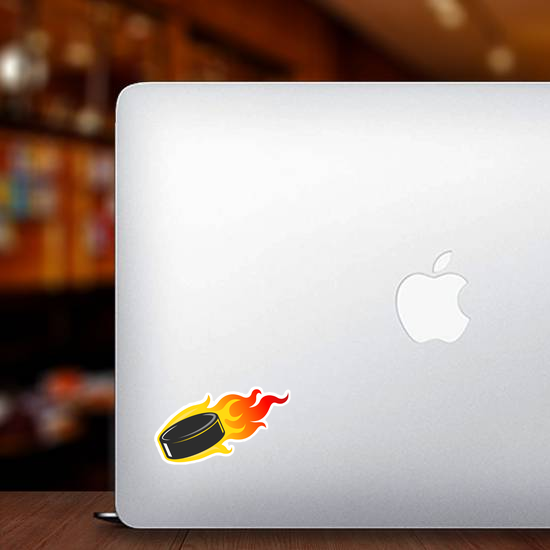 Flaming Hockey Puck Sticker