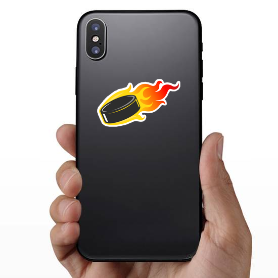 Flaming Hockey Puck Sticker
