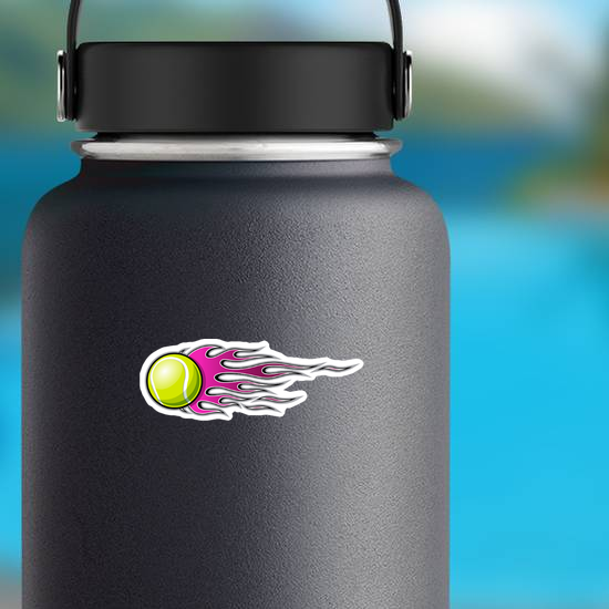 Flaming Tennis Ball Sticker