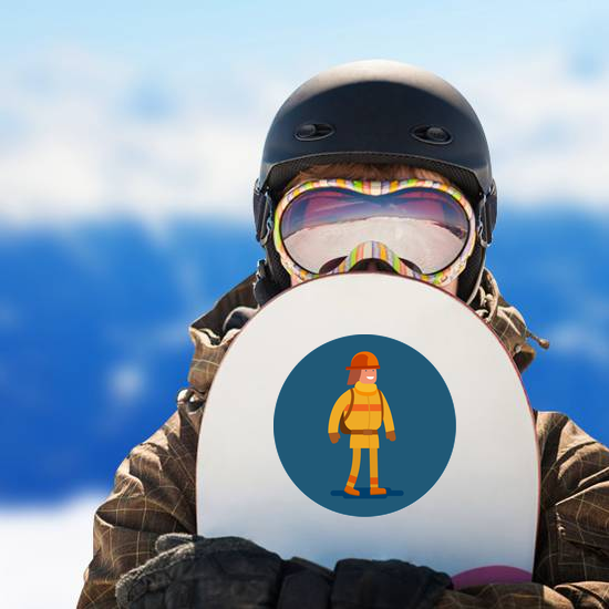 Flat Icon Of A Firefighter Circle Sticker
