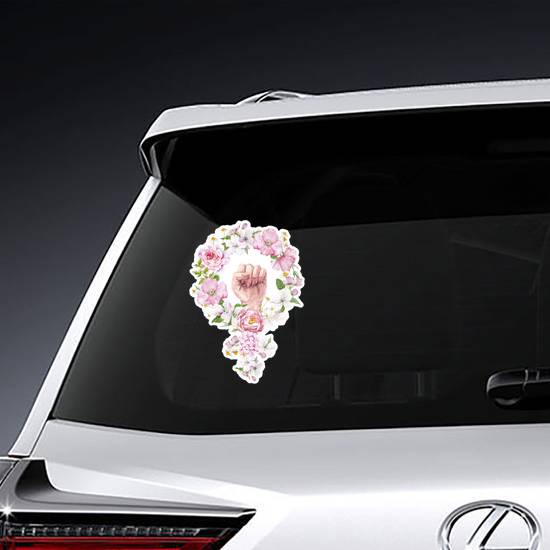 Floral Watercolor Feminism Symbol Sticker example