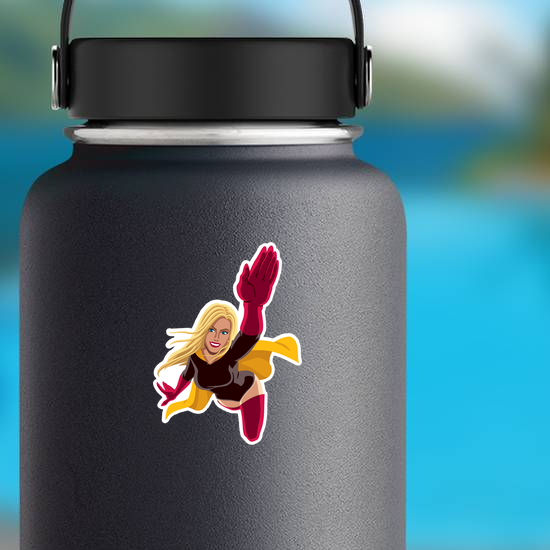 Flying Female Superhero Sticker