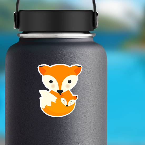 Fox Mother and Baby Sticker