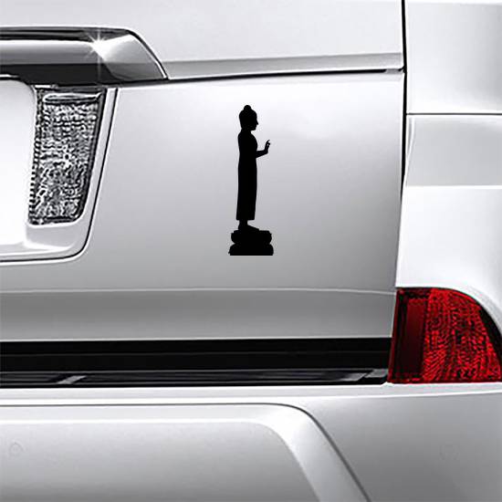 Full Length Side View Silhouette Of Buddha Sticker example 